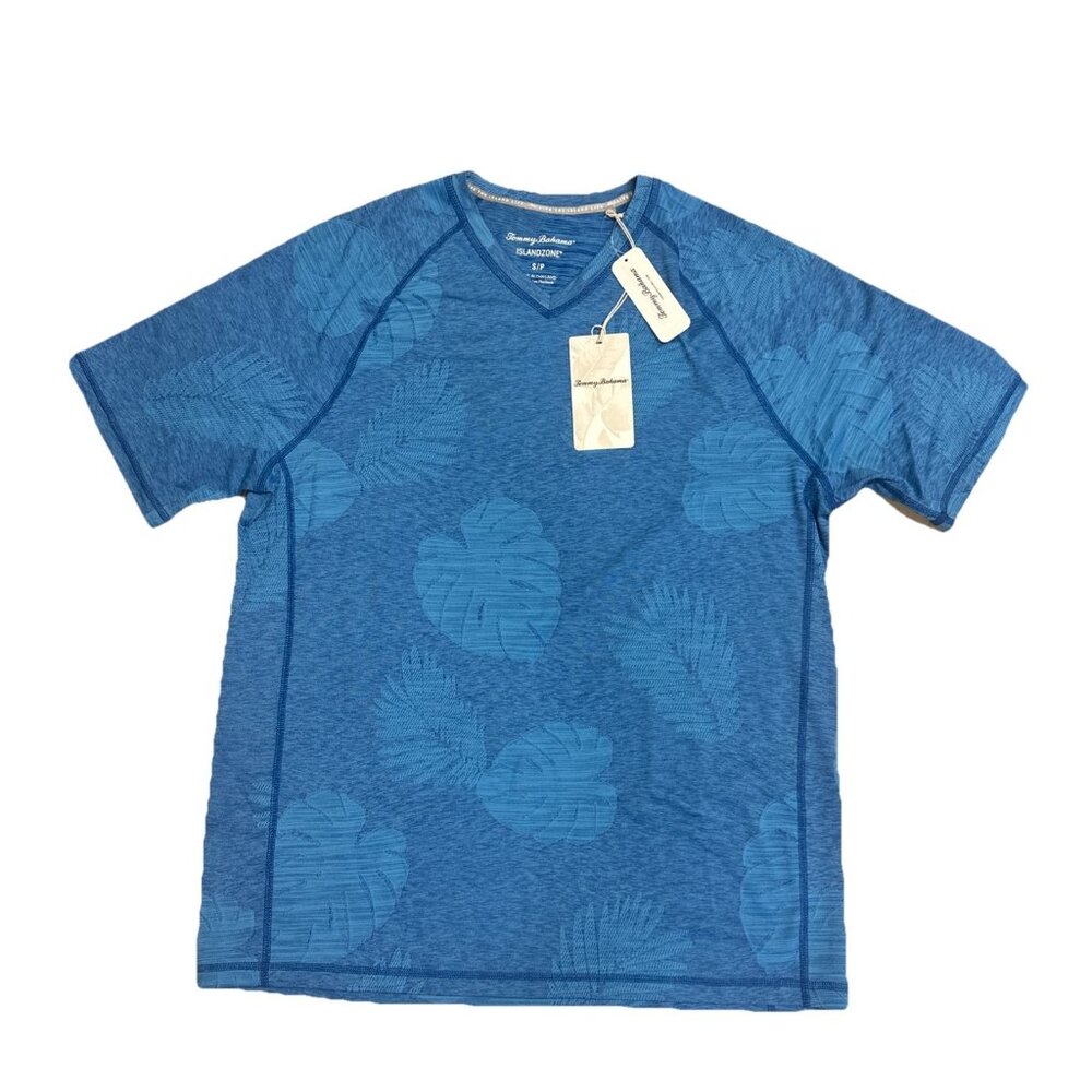 Tommy Bahama Men's Small Cobalt Haze Delray Frond V-Neck Performance T-Shirt